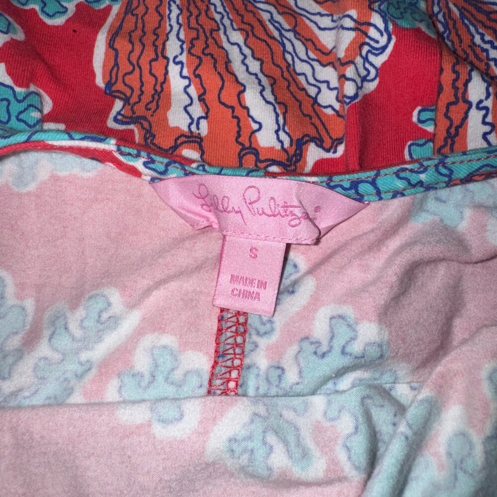 Lilly Pulitzer Topanga Tunic Dress Coralina Seashell Coral Print 3/4 Sleeve - Picture 4 of 4